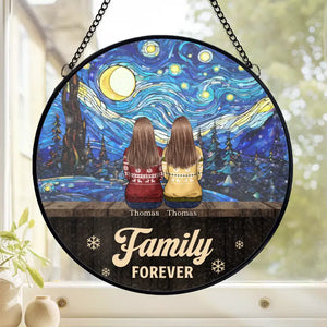 Frères et sœurs pour toujours - Attrape-soleil personnalisé à suspendre pour vitrail familial - Cadeau de Noël pour les membres de la famille