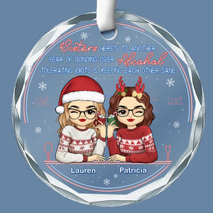 Les meilleures amies sont les plus belles fleurs - Décoration en verre personnalisée en forme de cercle - Cadeau de Noël pour les meilleures amies, les meilleures amies et les sœurs