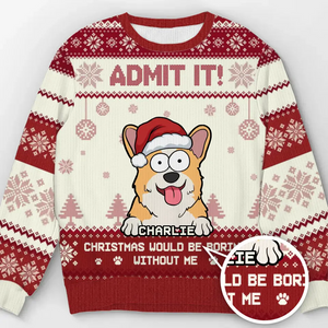 Offrez un cadeau de Noël joyeux avec un pull personnalisé pour chiot ! Sweat-shirt moche personnalisé pour chien et chat ! Pull unisexe en laine ! Cadeau de Noël pour propriétaires et amoureux des animaux.