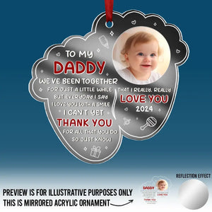 Photo personnalisée Merci pour tout ce que vous faites - Ornement personnalisé en acrylique miroir personnalisé pour la famille - Cadeau de Noël pour bébé, enfant, nouveau-né