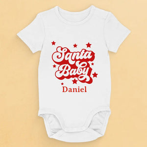 Notre petit Père Noël remplit nos cœurs de joie de Noël - Body bébé personnalisé en famille - Cadeau de Noël pour bébé, enfants, nouveau-né