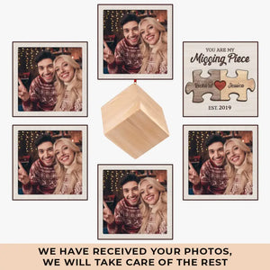 Photo personnalisée « Tu es ma pièce manquante » – Ornement en bois personnalisé pour couple – Cadeau de Noël pour mari et femme, anniversaire