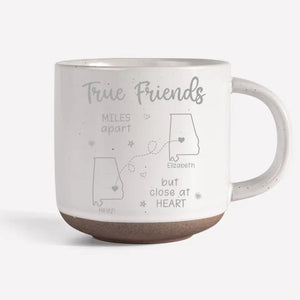 Les amis sont liés cœur à cœur - Mug en céramique personnalisé Bestie - Cadeau pour meilleures amies, meilleures amies, sœurs