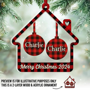 L'amour familial se réchauffe à Noël - Décoration familiale personnalisée en bois et acrylique - Cadeau de Noël pour les membres de la famille