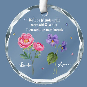L'amitié est la fleur qui ne se fane jamais - Décoration en verre personnalisée pour meilleure amie - Cadeau de Noël pour meilleures amies, meilleures amies, sœurs