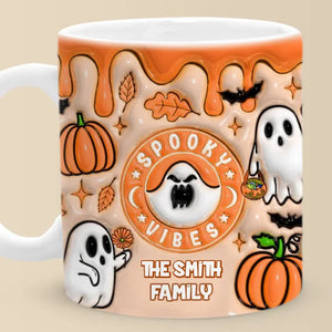 Famille de huées et de hantises - Mug personnalisé 3D à effet gonflé - Cadeau d'Halloween pour les membres de la famille