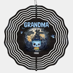 Grand-mère de mini-monstres - Moulin à vent personnalisé pour la famille - Cadeau d'Halloween pour maman et grand-mère
