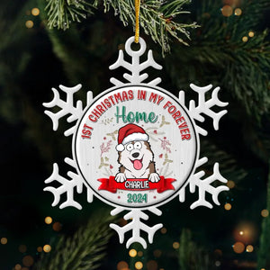 Premier Noël dans ma maison pour toujours - Décoration personnalisée pour chien et chat - Forme personnalisée en métal - Cadeau de Noël pour propriétaires d'animaux, amoureux des animaux, premier Noël