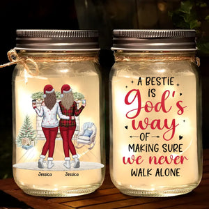 Il n'y a pas de plus grande joie que d'être en présence d'amis - Lampe de pot Mason personnalisée Bestie - Cadeau de Noël pour les meilleures amies, BFF, sœurs