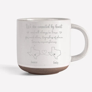 Nous sommes connectés par le cœur - Mug en poterie personnalisé Bestie - Cadeau pour meilleures amies, meilleures amies, sœurs