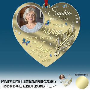 Photo personnalisée : votre amour laisse une empreinte durable - Ornement commémoratif personnalisé en acrylique miroir - Cadeau de condoléances, cadeau de Noël pour les membres de la famille