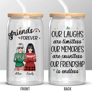 Les amis qui s'aiment bien restent ensemble - Tasse en verre personnalisée, tasse à café glacé - Cadeau de Noël pour les meilleures amies, les meilleures amies et les sœurs
