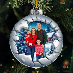 Photo personnalisée pour immortaliser vos moments en famille pendant les fêtes - Ornement personnalisé pour la famille - Acrylique en forme personnalisée - Cadeau de Noël pour les membres de la famille