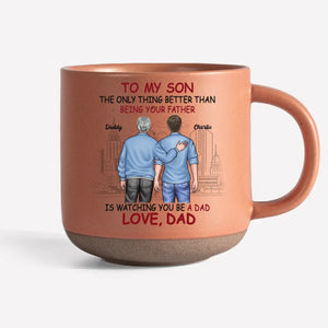 Bravo à vous pour votre entrée dans la paternité ! Mug personnalisé en céramique imprimé pour la famille - Cadeau pour fils et petit-fils