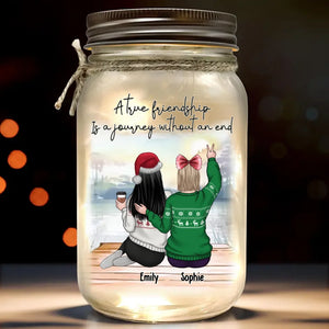 Il n'y a pas de plus beau cadeau que l'amitié - Lampe Mason Jar personnalisée Bestie - Cadeau de Noël pour les meilleures amies, BFF, sœurs