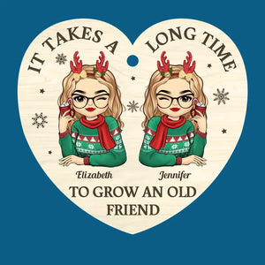 Être avec de vieux amis est très chaleureux et réconfortant - Décoration personnalisée Bestie - Forme en bois personnalisée - Cadeau de Noël pour meilleures amies, meilleures amies, sœurs