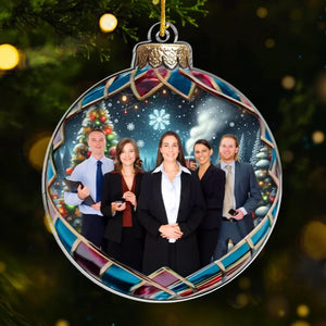 Photo personnalisée « Joyeux Noël » - Ornement personnalisé pour collègue - Acrylique en forme personnalisée - Cadeau de Noël pour collègues, collègues de travail, etc.