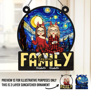 Famille pour toujours - Attrape-soleil personnalisé à suspendre à une fenêtre - Cadeau de Noël pour les membres de la famille