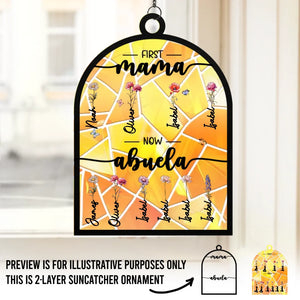 D'abord maman, maintenant grand-mère - Attrape-soleil personnalisé à suspendre à la fenêtre - Cadeau pour maman et grand-mère