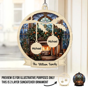 La chaleur de la famille est le véritable esprit de Noël - Attrape-soleil personnalisé pour fenêtre - Cadeau de Noël pour les membres de la famille