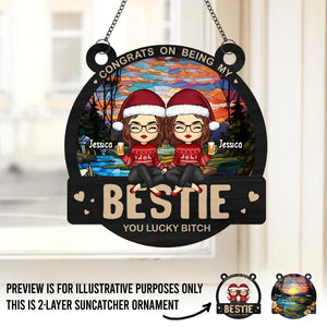 À l'amitié, chaque fardeau est léger - Attrape-soleil personnalisé à suspendre pour fenêtre - Cadeau de Noël pour les meilleures amies, les meilleures amies et les sœurs