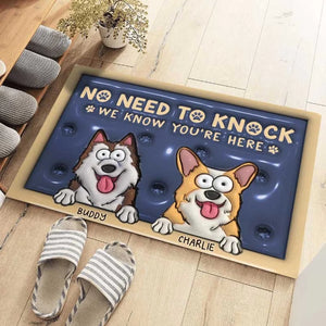 Pas besoin de frapper – Tapis décoratif personnalisé effet gonflable 3D imprimé chien – Cadeau de pendaison de crémaillère pour propriétaires et amoureux des animaux