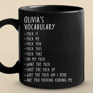 Mon vocabulaire préféré - Tasse noire personnalisée pour collègue - Cadeau de Noël pour collègues, amis de travail, collègues