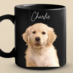 Mug photo personnalisé « Câlins de Noël avec mon compagnon à quatre pattes » – Tasse noire personnalisée pour chien et chat – Cadeau de Noël pour les propriétaires et les amoureux des animaux
