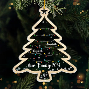 Our Christmas Tree Shines With The Love Of Family - Family Personalized Custom Ornament - Acrylic Custom Shaped - Christmas Gift For Family Members