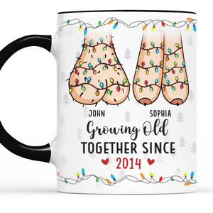 La vraie joie de vivre réside dans le fait de vieillir avec celui que l'on aime - Tasse personnalisée pour couple - Cadeau de Noël pour mari et femme, anniversaire