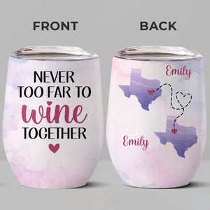 Miles Can't Break Us - Verre à vin personnalisé Bestie - Cadeau de Noël pour meilleures amies, meilleures amies, sœurs