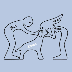 L'amour fait une famille - Puzzle en bois personnalisé pour chien et chat - Sculptures en bois pour animaux de compagnie, ornements de table en bois sculpté, décoration en bois sculpté - Cadeau pour propriétaires et amoureux des animaux