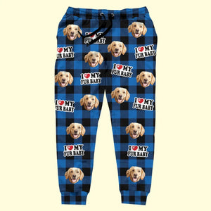 Pyjama personnalisé avec photo « J'aime mon bébé » - Cadeau de Noël pour les propriétaires et les amoureux des animaux