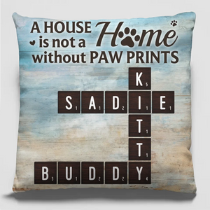 Une maison remplie d'empreintes de pattes est remplie d'amour - Coussin commémoratif personnalisé - Cadeau de condoléances pour les propriétaires et les amoureux des animaux