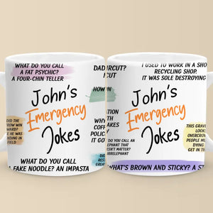 Blagues d'urgence - Mug personnalisé pour la famille - Cadeau de Noël pour papa