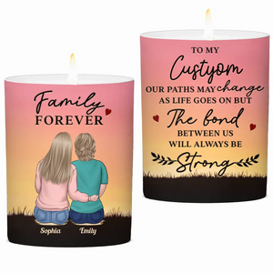 Bougie parfumée personnalisée sans fumée « Famille pour toujours » - Cadeau de Noël pour les membres de la famille, les meilleurs amis, les meilleures amies et les sœurs