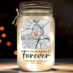 Le début de l'éternité - Lampe personnalisée en pot Mason pour couple - Cadeau pour couple, mari et femme, anniversaire