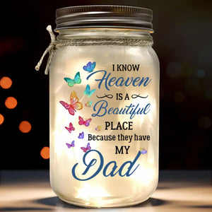 Dans nos cœurs, ils vivent pour toujours - Lampe commémorative personnalisée en pot Mason - Cadeau de condoléances pour les membres de la famille