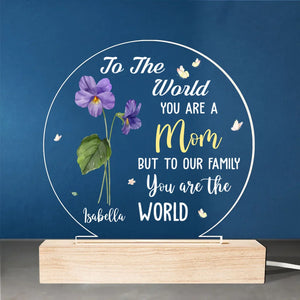 La plus belle fleur du monde s'appelle maman - Lampe LED 3D personnalisée en forme de famille - Cadeau pour maman et fille