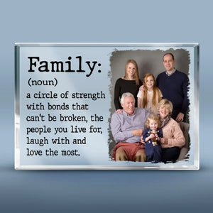 Photo personnalisée : Un cercle de force avec des liens indestructibles - Plaque rectangulaire en acrylique personnalisée pour la famille - Cadeau pour les membres de la famille