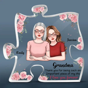 Merci d'être une pièce si importante de ma vie - Plaque acrylique personnalisée en forme de puzzle familial - Cadeau pour maman, grand-mère