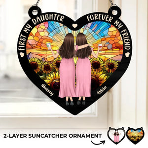 Le bonheur, c'est le temps entre mère et fille ! Attrape-soleil personnalisé à suspendre à une fenêtre ! Cadeau pour maman et fille