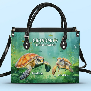 Avec maman, chaleur et sécurité - Sac à main en cuir personnalisé pour la famille - Cadeau pour maman, grand-mère