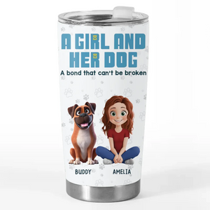 Une fille et ses chiens, un lien indestructible et pur - Gobelet personnalisé pour chien - Cadeau pour propriétaires et amoureux des animaux
