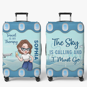Travel Far, Live Fully - Travel Personalized Custom Luggage Cover - Summer Vacation Gift, Gift For Adventure Travel Lovers