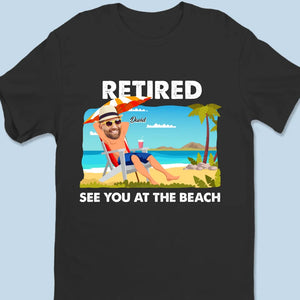 T-shirt unisexe personnalisé avec photo « On se voit à la plage » - T-shirt premium, sweat à capuche - Cadeau de remerciement, de départ à la retraite pour collègues, amis, collègues et membres de la famille