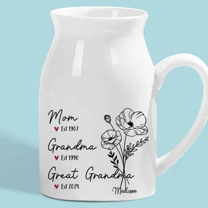 Chaque fleur murmure l'amour d'une grand-mère - Vase à fleurs personnalisé pour la décoration intérieure - Cadeau de pendaison de crémaillère pour maman et grand-mère