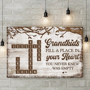 La vie est plus douce avec les petits-enfants - Toile horizontale personnalisée pour la famille - Cadeau pour grand-mère, grand-père, petit-enfant