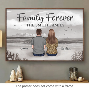 Famille pour toujours, unie par l'amour - Affiche horizontale personnalisée pour la famille - Cadeau pour les membres de la famille