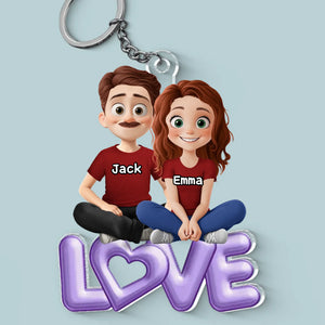 L'amour, c'est partager son pop-corn ! Porte-clés personnalisé en acrylique pour couple ! Cadeau pour mari et femme, anniversaire